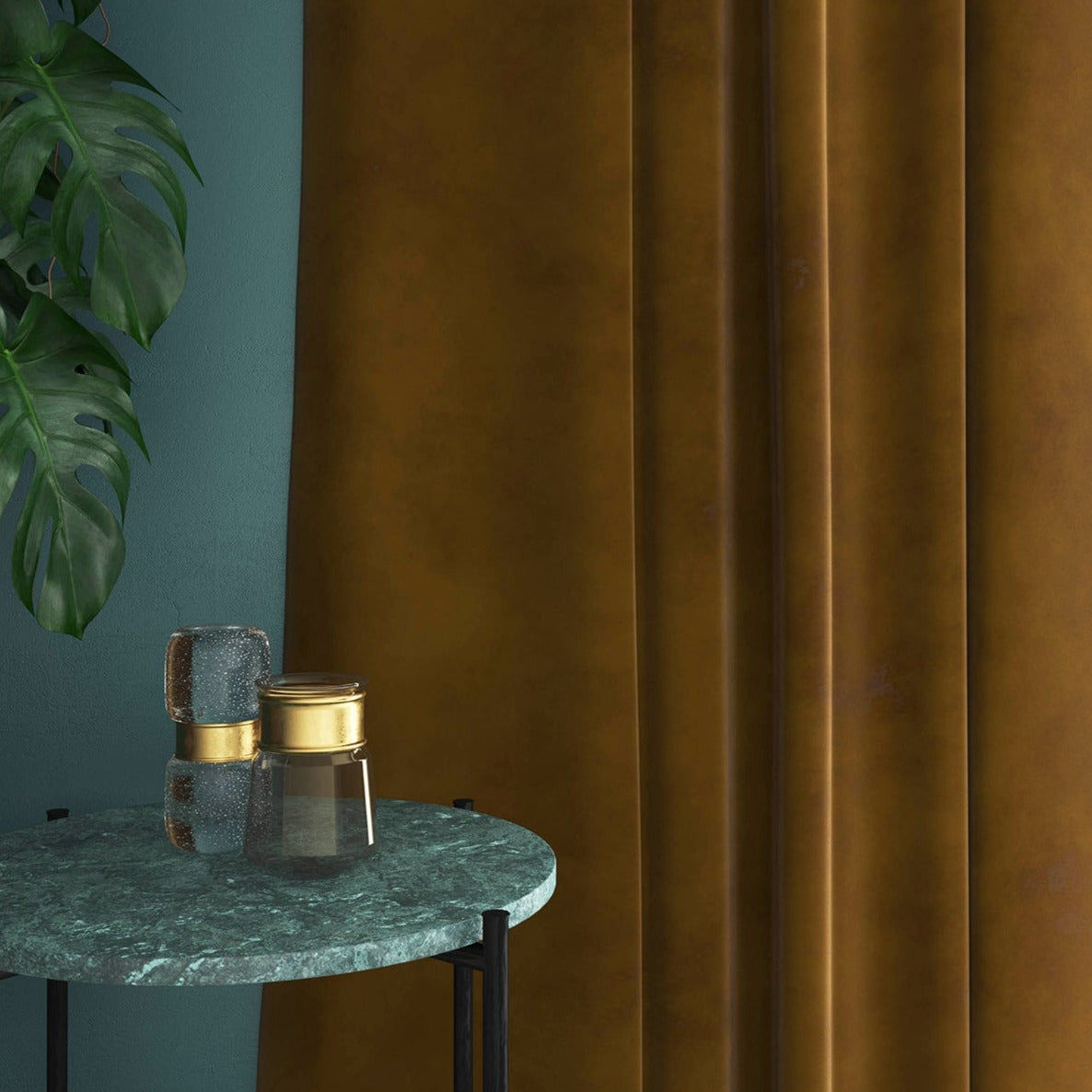 Velvet curtain brown