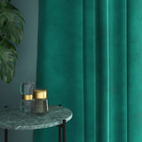 Velvet curtain in blue